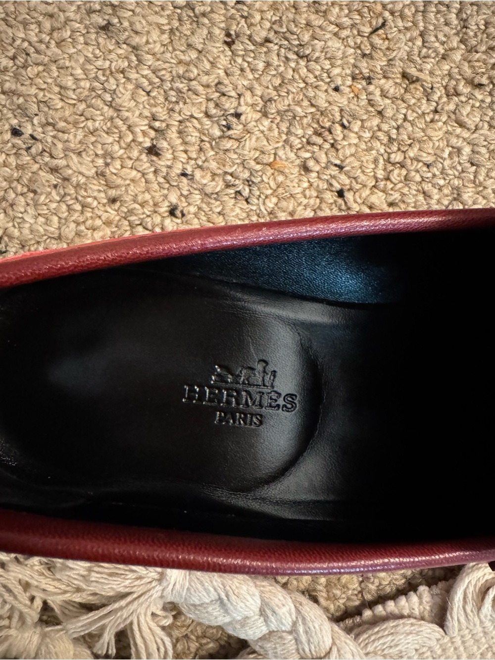 AUTHENTIC Hermes Pink Orange & coral Leather Loafers - Picture 3 of 4
